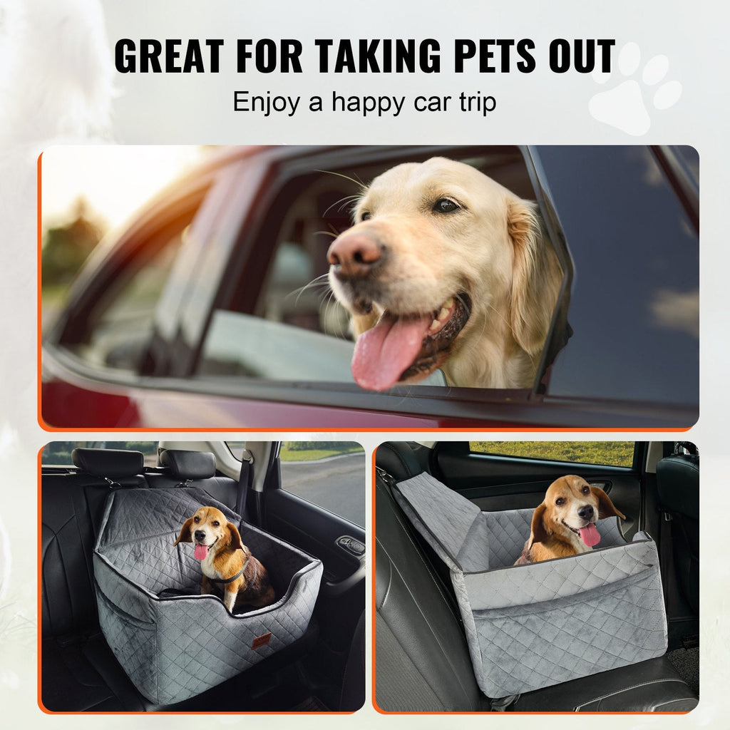 VEVOR Premium Dog Booster Car Seat for Medium to Large Dogs up to 55 lbs - Gray
