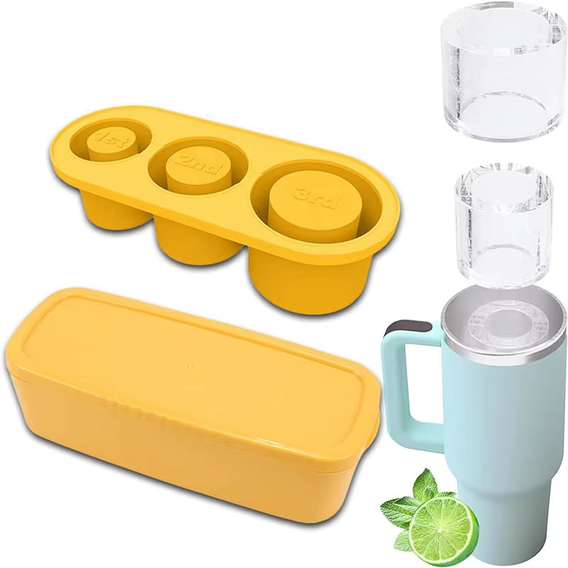Silicone Ice Cube Molds with Lid for 30/40 Oz Tumblers - Easy Fill and Release Ice Maker Tray