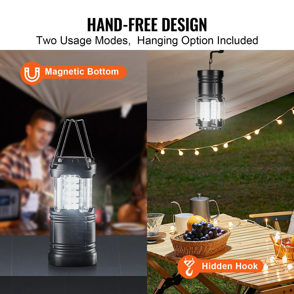 VEVOR Set of 4 Collapsible LED Battery-Powered Camping Lanterns