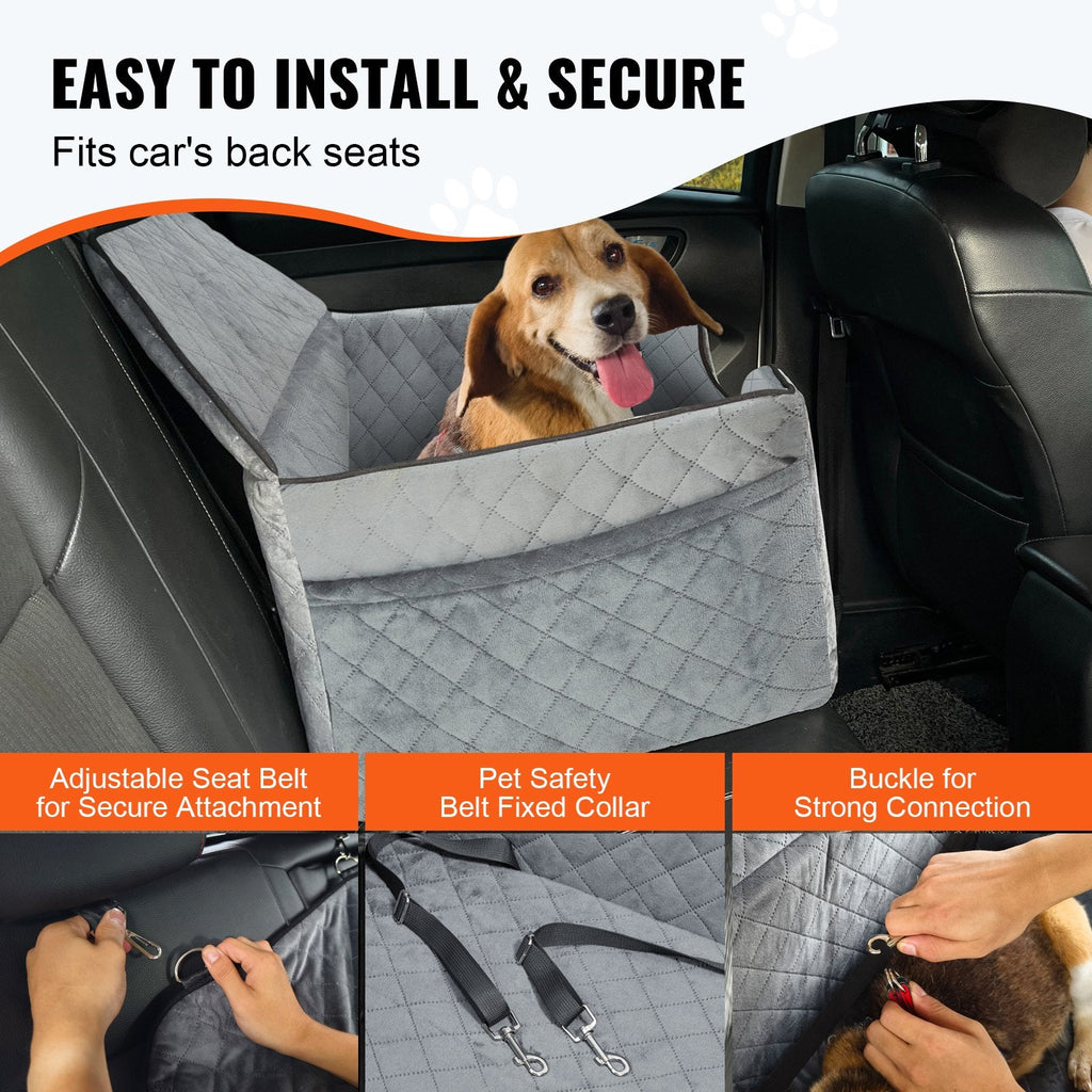 VEVOR Premium Dog Booster Car Seat for Medium to Large Dogs up to 55 lbs - Gray