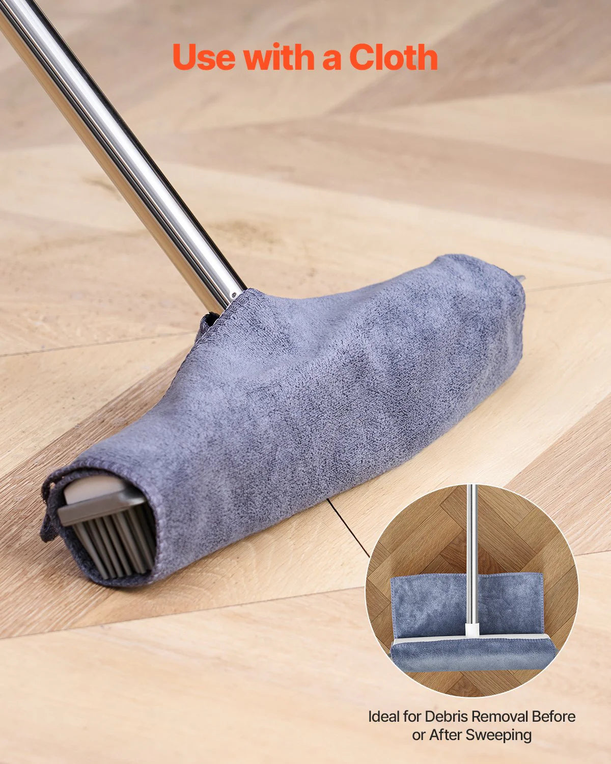 Adjustable Long Handle Rubber Broom for Effective Pet Hair Removal - 58.46 inches