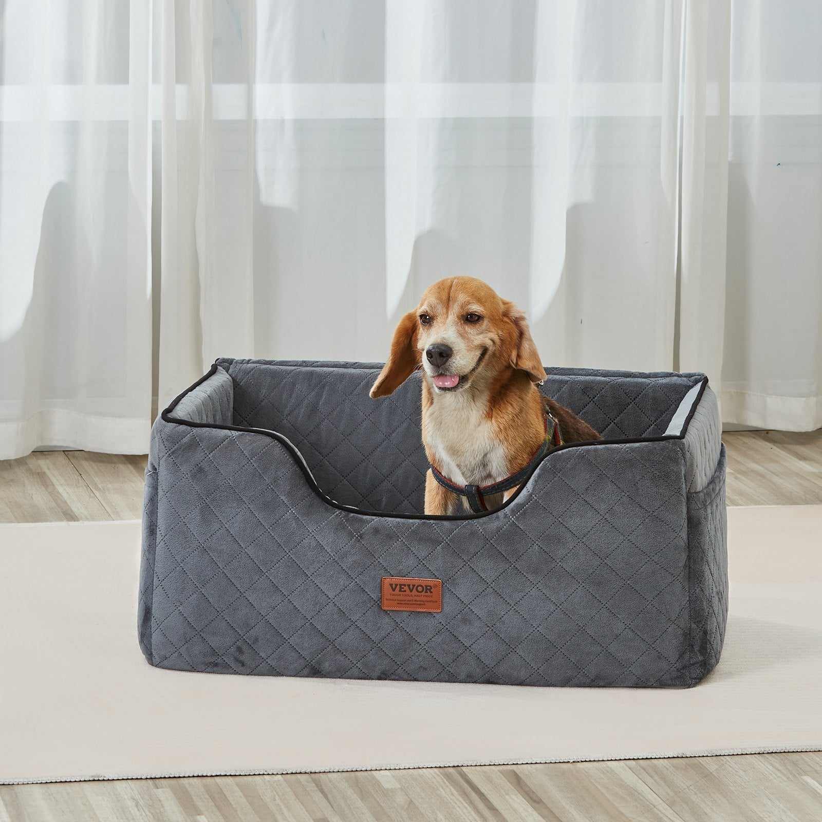 VEVOR Premium Dog Booster Car Seat for Medium to Large Dogs up to 55 lbs - Gray