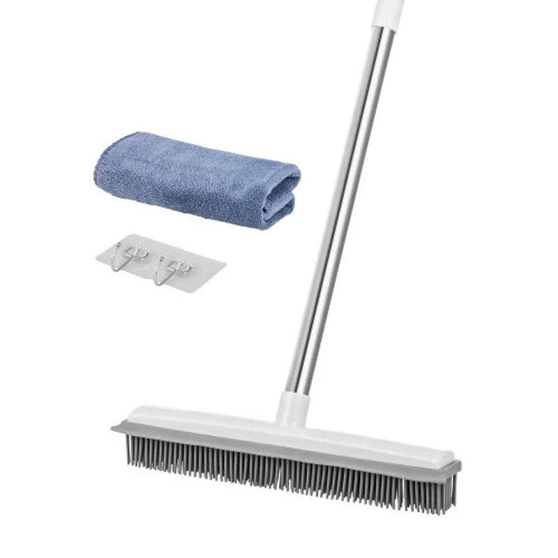 Adjustable Long Handle Rubber Broom for Effective Pet Hair Removal - 58.46 inches