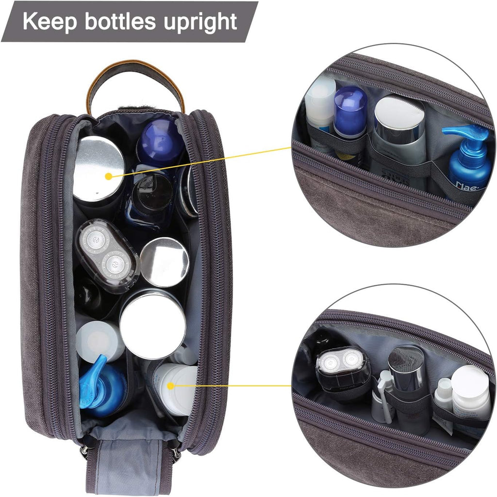 Men's Canvas Travel Toiletry Organizer - Water-Resistant Dopp Kit for Grooming Accessories, Grey-Medium