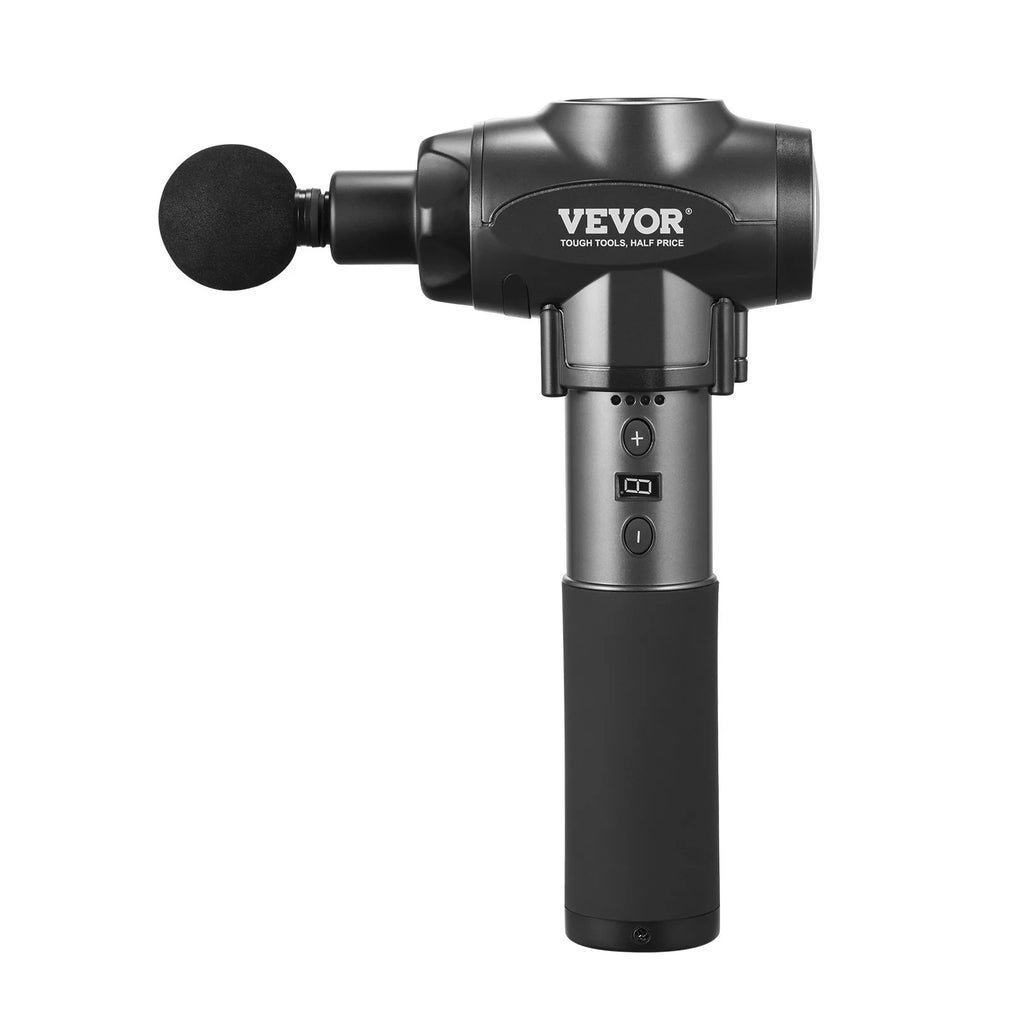 VEVOR Professional Deep Tissue Massage Gun with 9 Speed Settings and 6 Interchangeable Massage Heads, 24V 2500mAh Battery, Percussion Muscle Massager for Athletes, Handheld Electric Device for Pain Relief and Muscle Relaxation