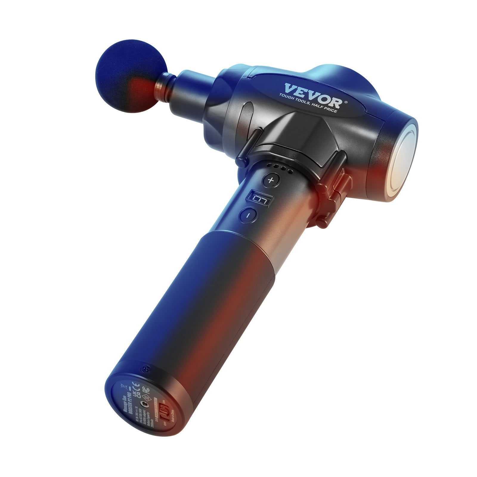 VEVOR Professional Deep Tissue Massage Gun with 9 Speed Settings and 6 Interchangeable Massage Heads, 24V 2500mAh Battery, Percussion Muscle Massager for Athletes, Handheld Electric Device for Pain Relief and Muscle Relaxation