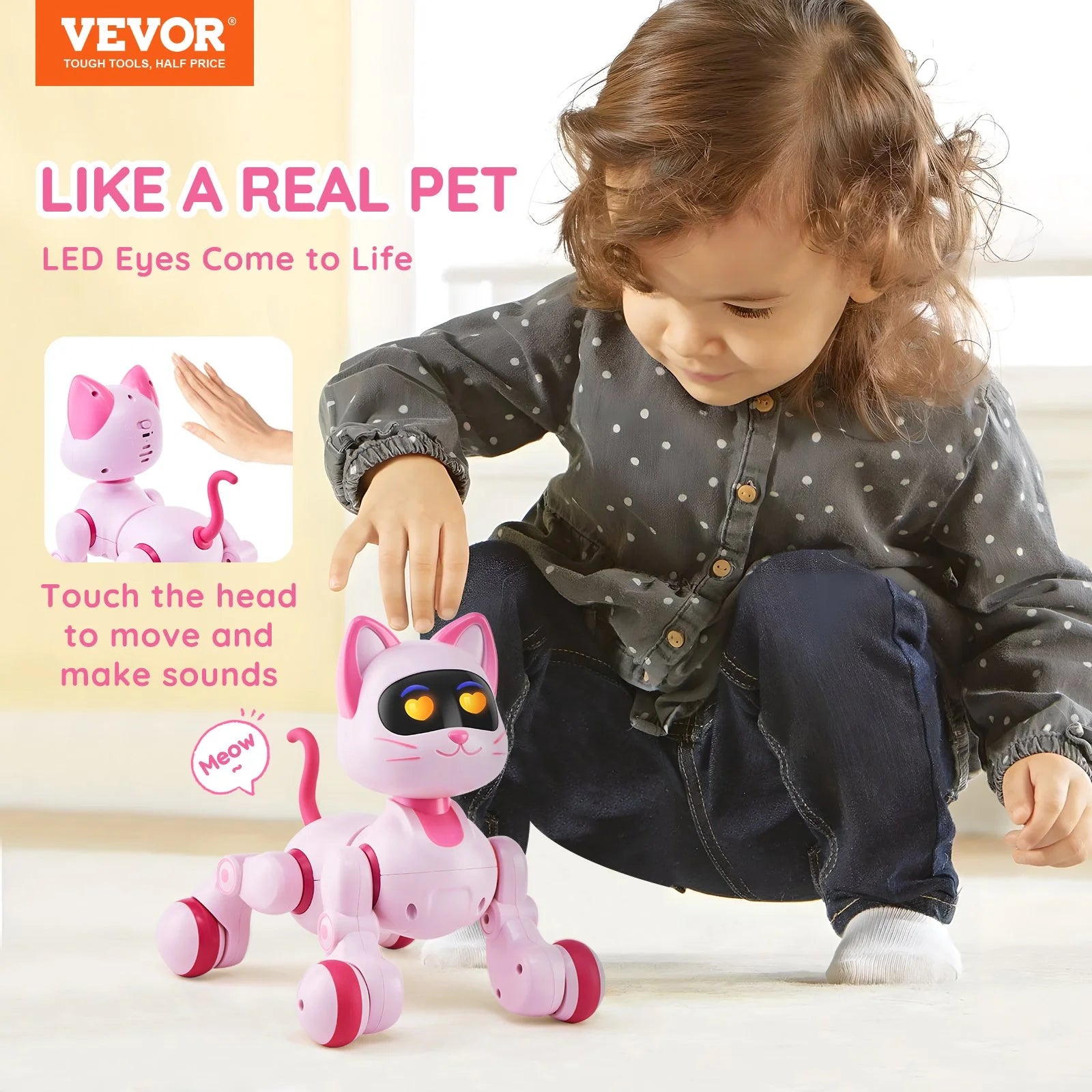 VEVOR Programmable Remote Control Robot Cat Toy for Kids - Interactive Talking and Dancing Features