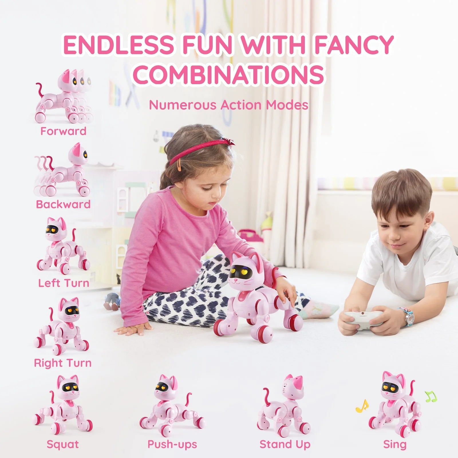 VEVOR Programmable Remote Control Robot Cat Toy for Kids - Interactive Talking and Dancing Features